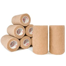 [8 Pack 4" x 5 Yards] Beige-Self Adhesive Cohesive Bandage Wrap, Self Adheran...