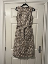 Oasis Women's Leopard Print Dress Size8 Structured Pockets Short Sleeve Tie Belt