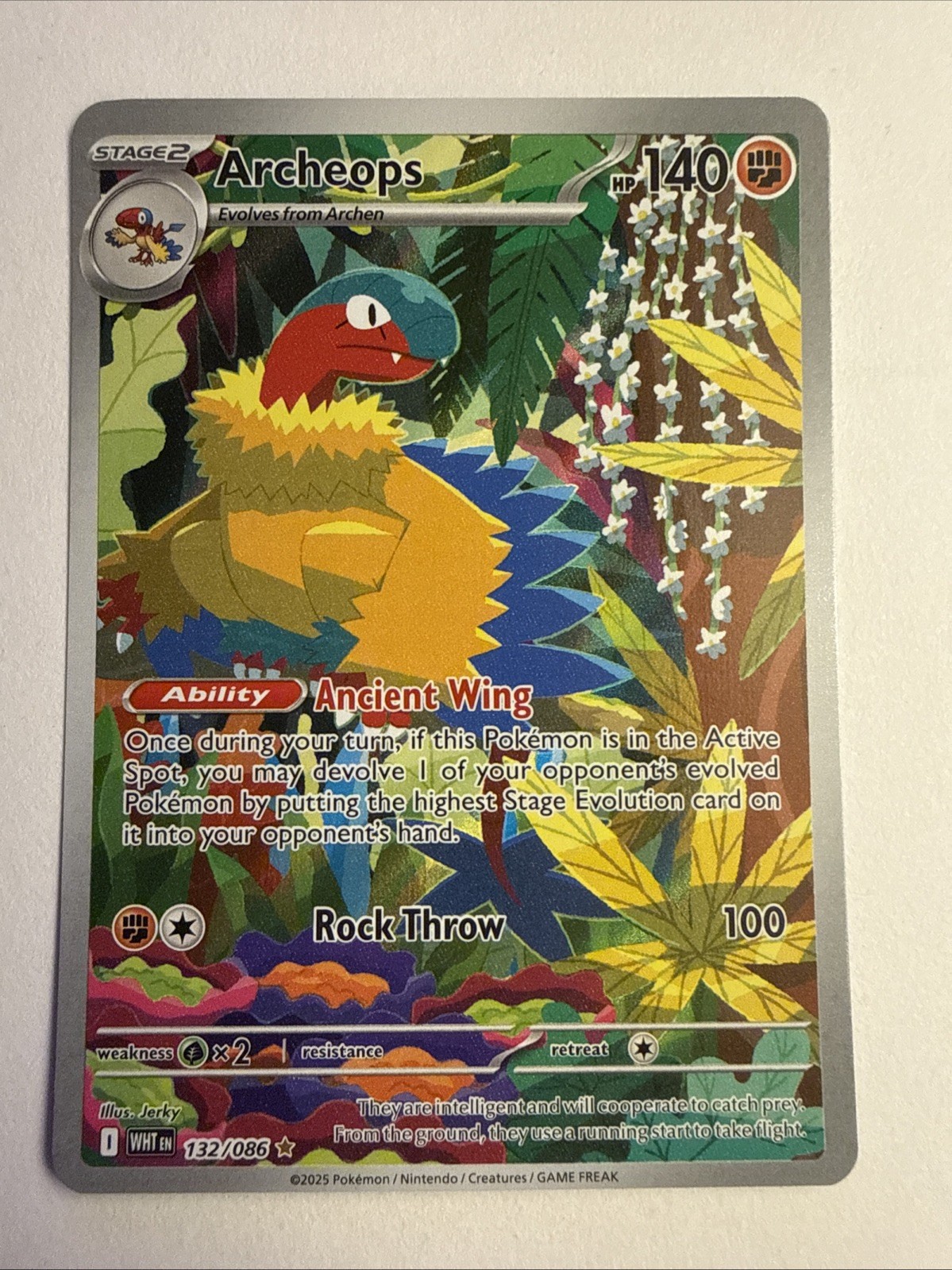 Archeops 132/086 Illustration Rare 2025 Pokemon White Flare Card NM