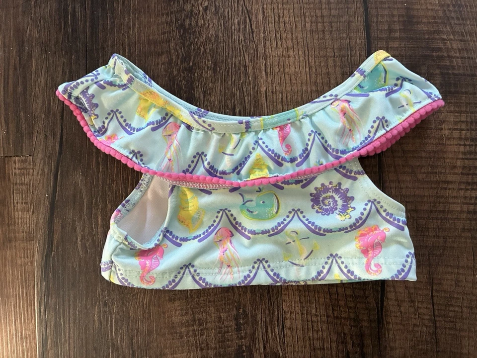 Penelope Mack Baby Mädchen süß Meeresbewohner Rüschen gefüttert Badeanzug Top hellblau 24M - Bild 4 von 4