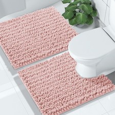Yimobra Bathroom Rugs Sets 2 Piece - Quick Dry Extra 24"x17 24"x20", Pink