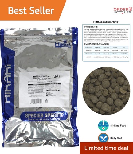 Mini Algae Wafers Fish Food 2.2 lb High Protein Plant-Based for Herbivores