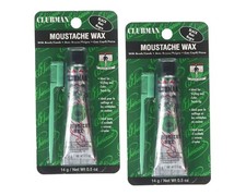 Clubman Moustache Wax Hang Pack- Black with Comb Applicator 0.5 oz 2pc Combo