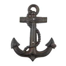 Cast Iron Navy Anchor Wall Hook Rack Key Towel Coat Leash Hanger Antique Brown