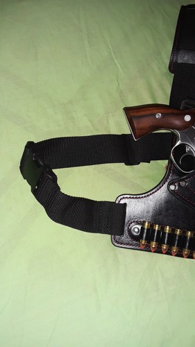 Beautiful Black Leather Redhawk Chest Holster Rig w/Extra Cartridge Carry - Picture 7 of 14