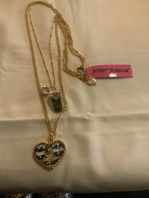 Betsey Johnson Gold Skull Heart Whistle Necklace 