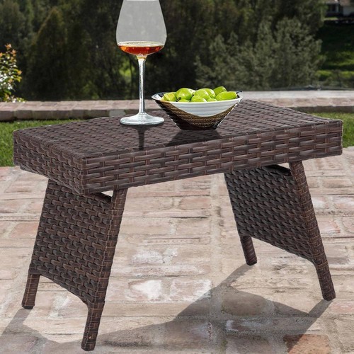ANGELES HOME Foldable Coffee Table 16" x 15.5" x 23.5" PE Rattan Rectangular - Picture 7 of 7