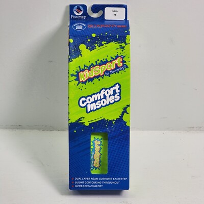 Powerstep KidSport Full Length Cushioned Shoe Insoles Toddler Size 9 Level 2 New
