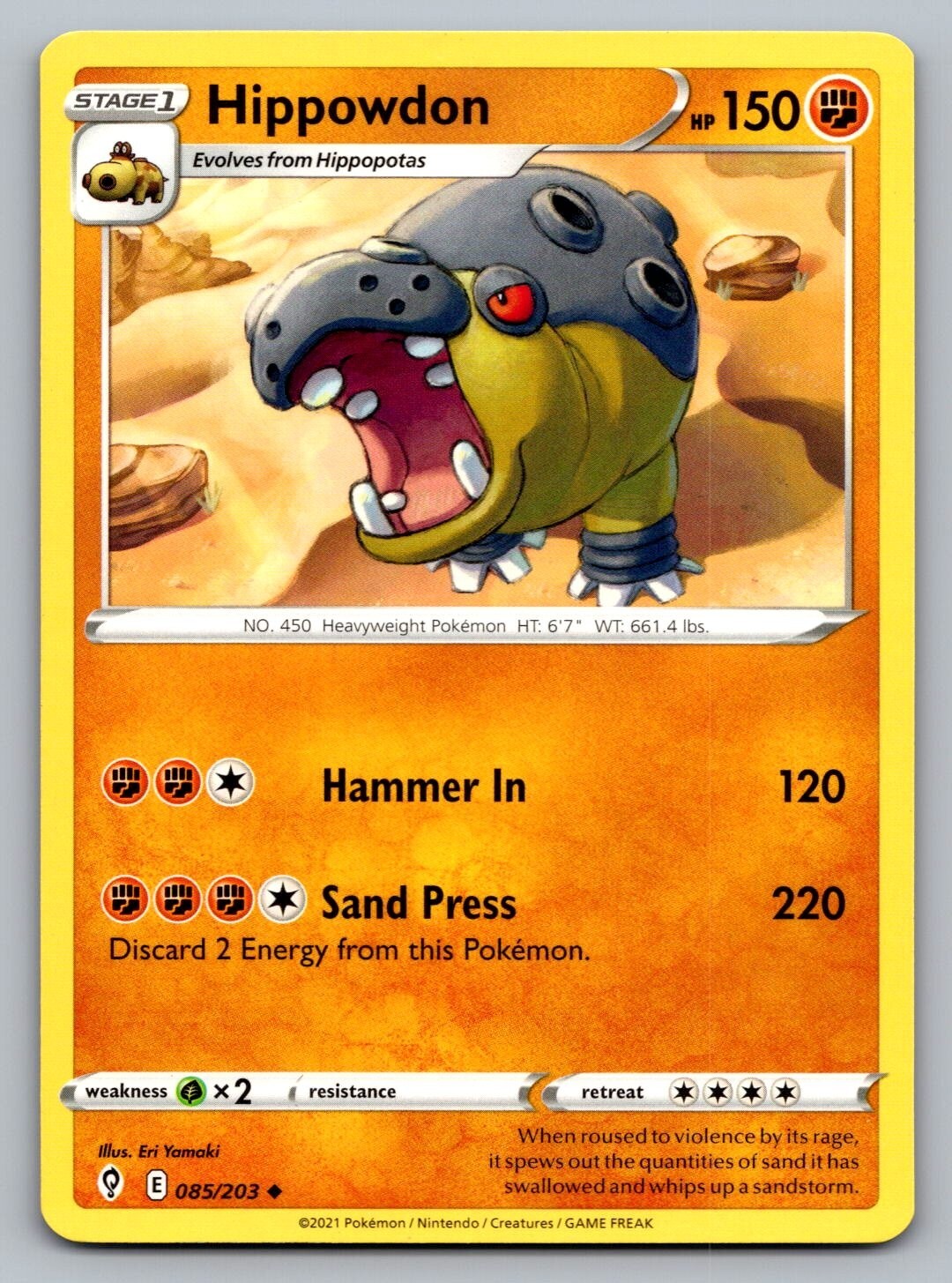 Pokemon TCG Evolving Skies Hippowdon #85
