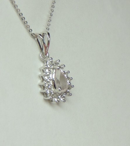 Noble 1,3 Quilates Quarzo Rosa Topacio Blanco Colgante 925 Collar Plata Superior - Imagen 10 de 11
