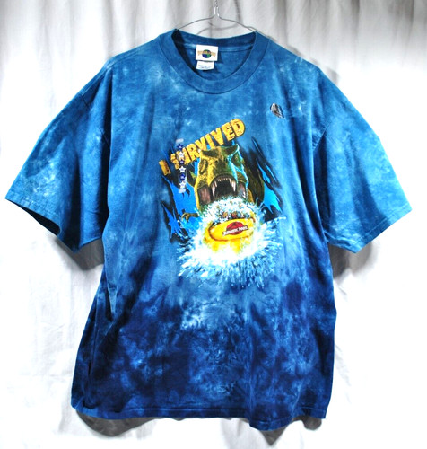 NEW! Vintage Universal Studios 'I Survived' Jurassic Park Ride Tie Dye Shirt 2XL