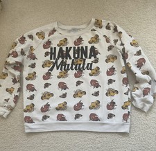 VINTAGE LION KING XL WHITE GRAPHIC Long Sleeve Sweatshirt 90's HAKUNA MATATA