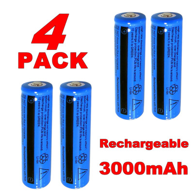4 Pcs Batteries 3.7V Rechargerable Battery for LED Flashlight Laser Headlamp