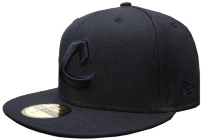 New Era Cleveland Indians Cooperstown C Black On Black Cap 59fifty Fitted