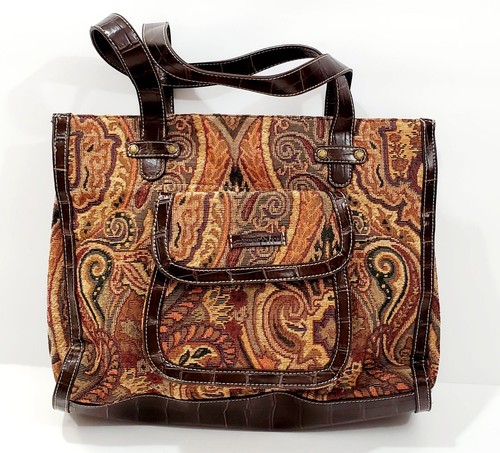 Caribbean Joe Paisley Floral Tapestry Spacious Carpet Shoulder Bag - Picture 3 of 4