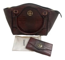 Stauer Purse & Wallet Avalon 28346 Red Brown Burgundy Crocodile Embossed Handbag