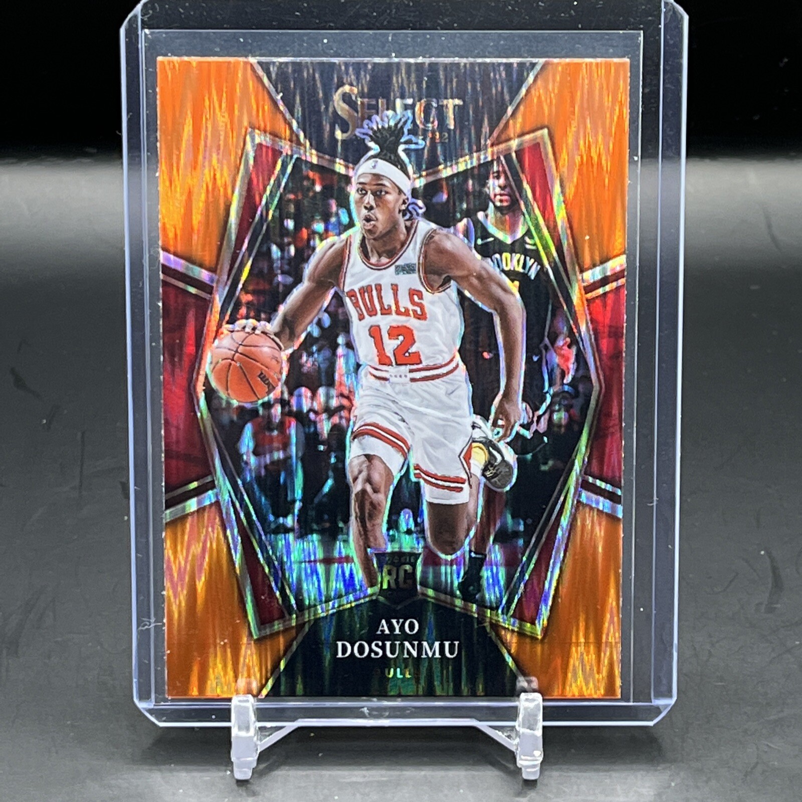2021 Panini Select Premier Ayo Dosunmu Chicago Bulls Orange Flash Prizm #154 RC