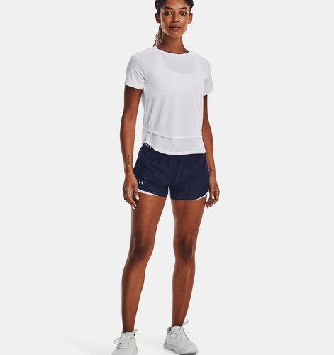 Womens UA Under Armour Play Up 2.0 Running Shorts Navy Blue White 1362517 411 - Picture 6 of 12