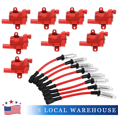 Red Ignition Coil Spark Plug Pack For Chevy Silverado GMC LS1 LS3 4.8 5.3 6.0L
