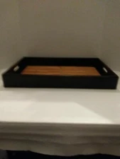 CBK Wood Serving Tray with Bamboo Rods 19"×12.5"×2.5" Poolside Tropical.  N