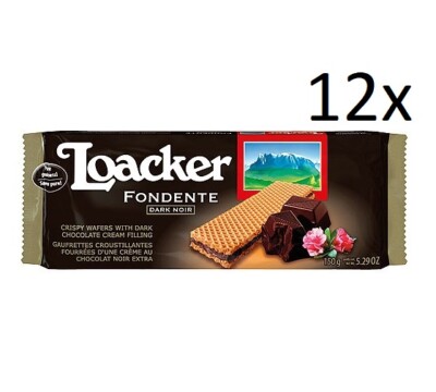12x Loacker Wafer Fondente Dark Noir Waffel mit dunkler Schokoladencreme 150g