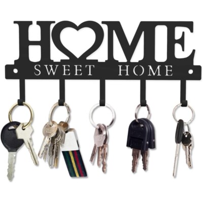 10-Hook Metal Key Organizer - Wall Mount Key Rack For Hallway Kitchen Garage USA