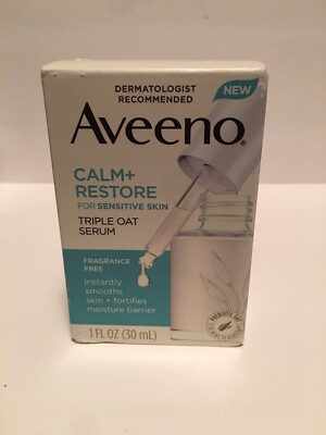 Aveeno Calm + Restore Sensitive Skin Triple Oat Serum 1 fl oz, New