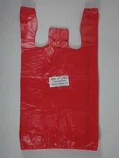 1000 Qty. Red Plastic T-Shirt Retail Shopping Bags w/ Handles 11.5" x 6" x 21"