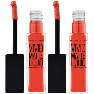 2-Pack NEW Maybelline Vivid Liquid Matte Lipstick 18 Orange Obsession (Sealed)