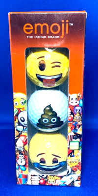 The Iconic Brand Emoji Golf Balls 3 in pack Wink Poop Crying Laughter emojis