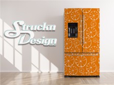 Orange Fruit Shape Pattern White Fridge Freezer Wrap Side Door Vinyl Decal