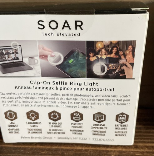 SOAR Tech Elevated Clip-On Selfie Ring Phone Light 2x AAA batt incl -Set of 2 - 第 2/2 張圖片