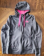 The North Face Women Small Gray Pink Zip Up Hooded Track Jacket