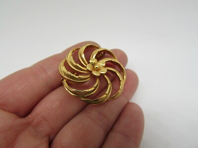 Broche Ancienne En Métal Doré Motif Fleur - Style Français Vintage, Occasion