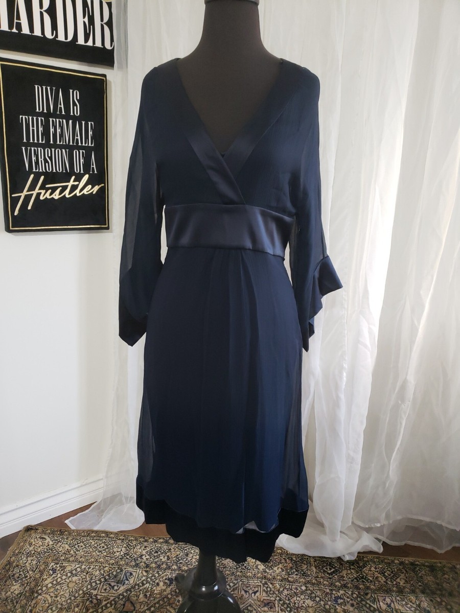 diane von furstenberg blue silk dress Diane Von Furstenberg Vintage Tie-waist Silk Dress | Blue