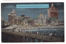 NIGHT CITY From Million Dollar Pier Atlantic City New Jersey Postcard NJ Linen 