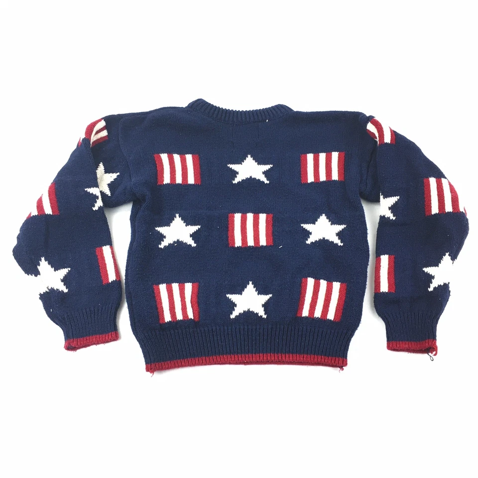 复古 Old Glory 针织圆领套衫毛衣青少年 10/12 蓝色星条 — 第 4/4 张图片