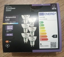 (NEUF) 💡 Lot 4 Ampoules LED GU10 4,8W Blanc Chaud 2700k