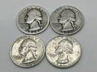 New Listing$1 face value Lot of 4 WASHINGTON 90% SILVER QUARTERS - Mixed Dates .￼