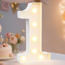 Pooqla Decorative Led Light Up Number Letters, White Plastic Marquee Number L...