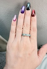 S925 Sterling Silver Ring with Natural Apatite Stone Size 5 3mm