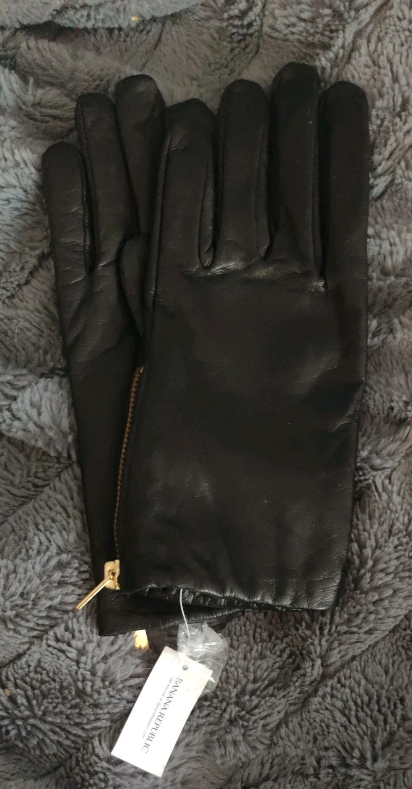 Genuine Leather Wool Lining Banana Republic Gloves Zipper Women Med Driving