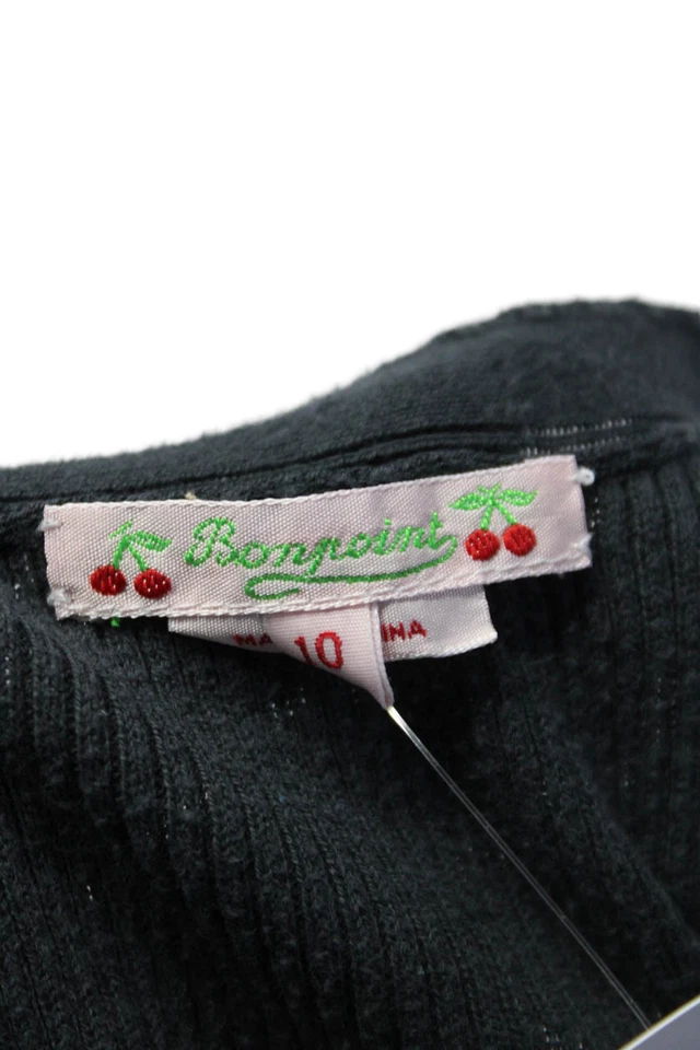 Bonpoint девочек хлопок эластичной ребристый круглый вырез пуловер Майка серый размер 10 - Изображение 3 из 4