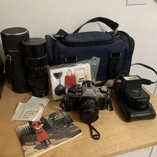 Canon AE-1 Program 35mm Camera with carry Bag manual  extra zoom lenses Lot