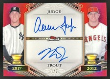 2026 Topps Finest Mike Trout Aaron Judge Rookie Cup Dual Auto Red Refractor #/5