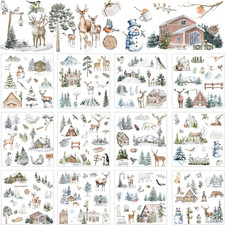 12 Sheets Christmas Rub on Transfers for Crafts and Furniture Christmas Rub on T