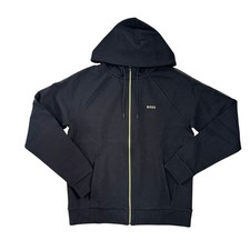 Image of BOSS Mens Hoodie Black Full Zip Track Jacket With Logo - Saggy Tape Size L