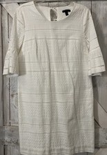 J.Crew Women’s Spring Summer White Eyelet Flutter Sleeve Lined Dress Size 4