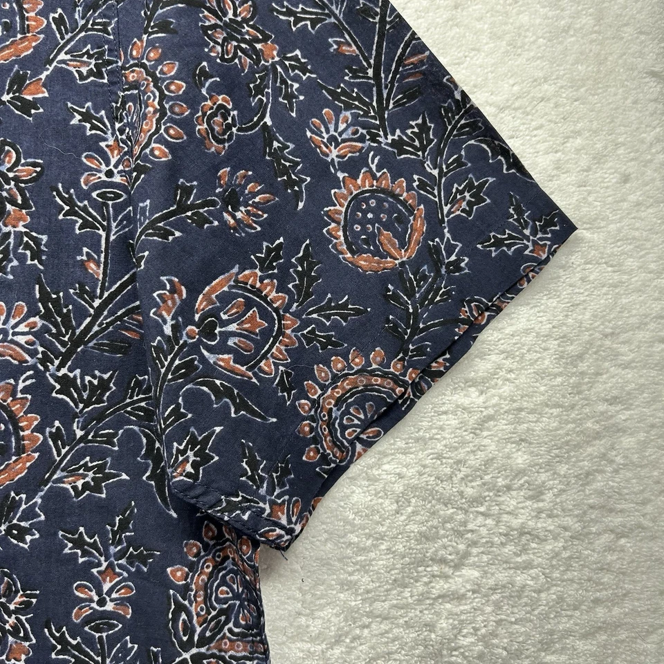 Faherty Mens Size M Blue Floral Coast Short Sleeve Button Up Hawaiian Shirt (J1) - Image 3 of 4