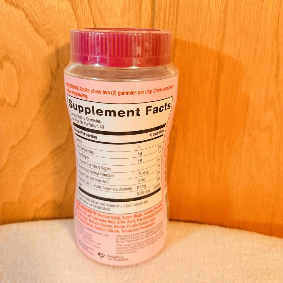 CVS Gummies 6000 Mcg Biotina Extra Fuerza 80 CT para Cabello Piel Uñas caducidad 26/08 Foto 2 de 3